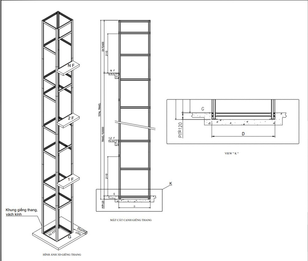 Chi tiết kĩ thuật thang máy không hố pit