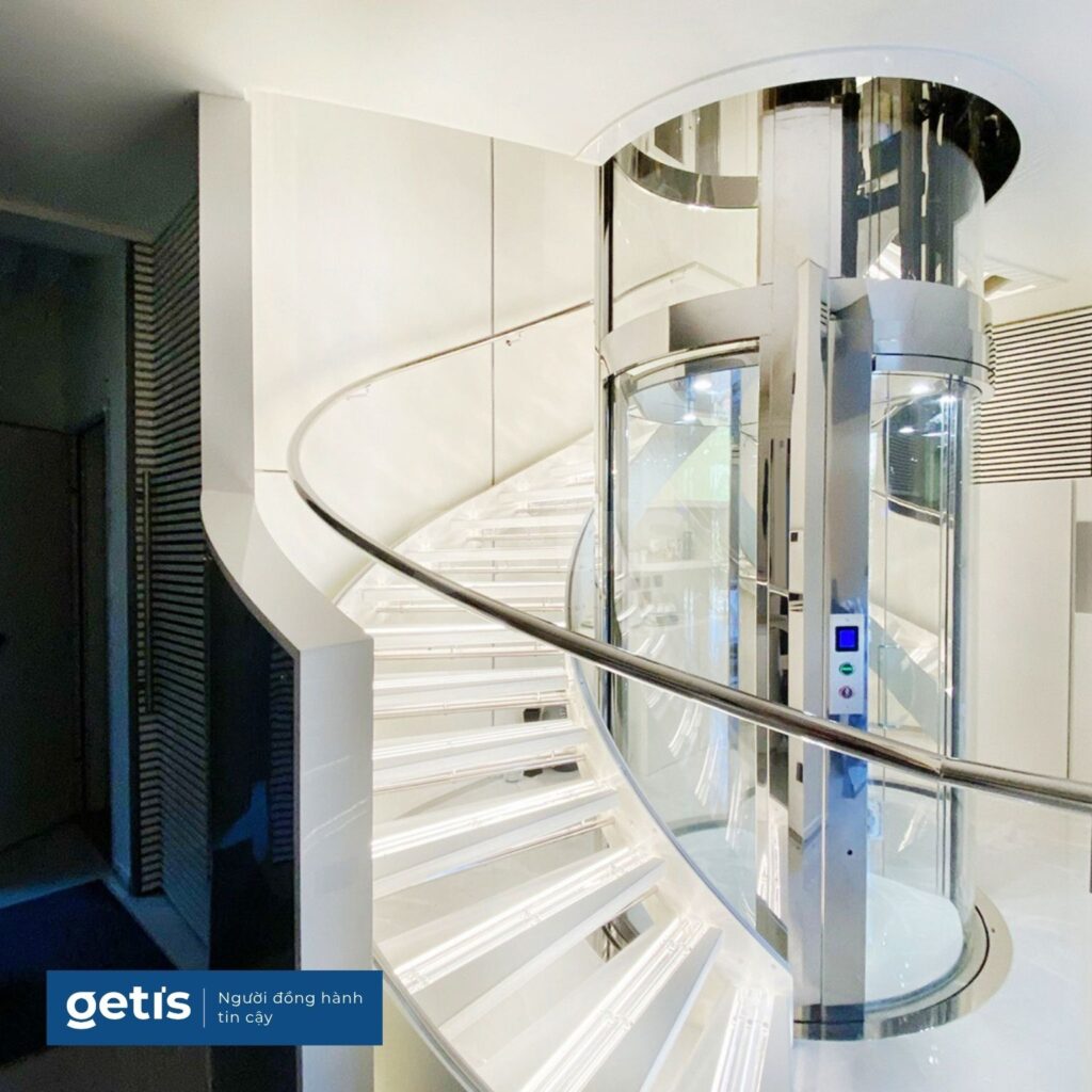 Thang máy tròn bán nguyệt Getis Full Kính 360 độ